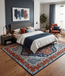 Wool Heriz Hand Knotted Area Rug - Traditional Brown Blue Gray