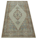 Traditional Heriz Design Beige And Blue Hand Knotted 3x5 Wool Area Rug