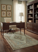 Traditional Heriz Design Beige And Blue Hand Knotted 3x5 Wool Area Rug