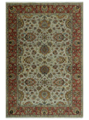 Traditional Heriz Design Beige And Brown  6x9 Hand Knotted Wool Area Rug