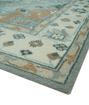 Traditional Heriz Gray and Ivory 7x9 and 8x10 Floral Hand Knotted wool Area Rug