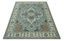 Traditional Heriz Gray and Ivory Floral Hand Knotted Custom Made wool Area Rug