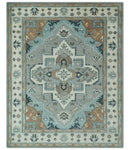 Traditional Heriz Gray and Ivory Floral Hand Knotted Custom Made wool Area Rug