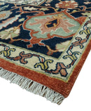 Traditional Heriz Rust and Blue Fine Hand Knotted 9x12 wool area rug by The Rug Decor