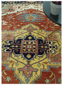 Traditional Heriz Rust and Blue Fine Hand Knotted 9x12 wool area rug by The Rug Decor