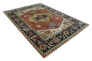 Traditional Heriz Rust and Blue Fine Hand Knotted 9x12 wool area rug by The Rug Decor