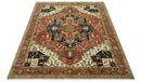 Traditional Heriz Rust, Ivory and Blue 8x10 fine Hand Knotted wool area rug by The Rug Decor