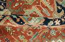 Traditional Heriz Rust, Ivory and Blue 8x10 fine Hand Knotted wool area rug by The Rug Decor