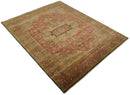 Traditional Rust Brown Heriz Hand Knotted Fine Wool Area Rug
