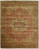 Traditional Rust Brown Heriz Hand Knotted Fine Wool Area Rug
