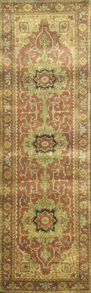 Traditional Rust Brown Heriz Hand Knotted Fine Wool Area Rug