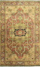 Traditional Rust Brown Heriz Hand Knotted Fine Wool Area Rug