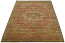 Traditional Rust Brown Heriz Hand Knotted Fine Wool Area Rug