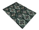Traditional Ikat Design 5x7.6 Green, Black and Ivory Hand Knotted wool area rug