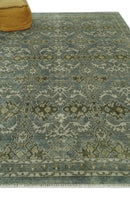 Traditional Ikat large Design Gray, Silver and Olive 8x10 Hand Knotted wool area rug by The Rug Decor