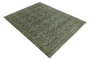 Traditional Ikat large Design Gray, Silver and Olive 8x10 Hand Knotted wool area rug by The Rug Decor