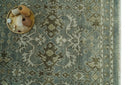 Traditional Ikat large Design Gray, Silver and Olive 8x10 Hand Knotted wool area rug by The Rug Decor