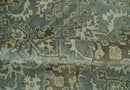 Traditional Ikat large Design Gray, Silver and Olive 8x10 Hand Knotted wool area rug by The Rug Decor