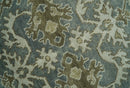 Traditional Ikat large Design Gray, Silver and Olive 8x10 Hand Knotted wool area rug by The Rug Decor