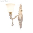 GobekUsa Traditional Indoor Wall Lamp Fixture with Up Bell Shade White Glass - 1 Bulb Wall Lighting