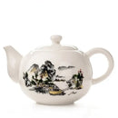 Traditional ink illustration dehua clay tea set dining room teaware by Decorbites