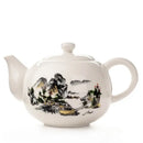 Traditional ink illustration dehua clay tea set dining room teaware by Decorbites