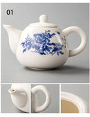 Traditional ink illustration dehua clay tea set dining room teaware by Decorbites