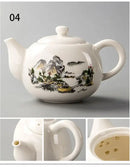 Traditional ink illustration dehua clay tea set dining room teaware by Decorbites