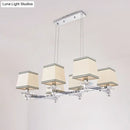 GobekUsa Traditional Island Pendant Light Kit - Square White Fabric, 6/8 Lights - Ideal for Dining Rooms