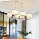 GobekUsa Traditional Island Pendant Light Kit - Square White Fabric, 6/8 Lights - Ideal for Dining Rooms