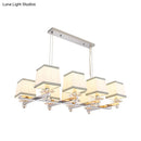 GobekUsa Traditional Island Pendant Light Kit - Square White Fabric, 6/8 Lights - Ideal for Dining Rooms