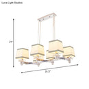 GobekUsa Traditional Island Pendant Light Kit - Square White Fabric, 6/8 Lights - Ideal for Dining Rooms