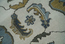 Ivory Beige Wool Area Rug - Traditional Hand Knotted Oushak Oriental