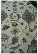 Ivory Beige Wool Area Rug - Traditional Hand Knotted Oushak Oriental