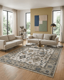 Ivory Beige Wool Area Rug - Traditional Hand Knotted Oushak Oriental