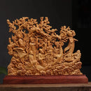 GobekUsa Eight Immortals Sculpture Decor, Lucky God of Wealth, Thuja Wood Carving Brand
