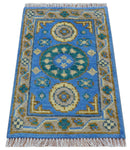 Traditional Khotan Design Blue 2x3 Wool Area Rug