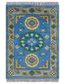 Traditional Khotan Design Blue 2x3 Wool Area Rug