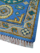 Traditional Khotan Design Blue 2x3 Wool Area Rug