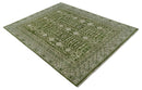Traditional Khotan Design Hand knotted Green and Ivory 8x10 wool Area Rug by The Rug Decor