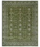 Traditional Khotan Design Hand knotted Green and Ivory 8x10 wool Area Rug by The Rug Decor