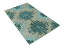 Traditional Large Design 5x8 Beige, Teal and Aqua Hand knotted wool area rug