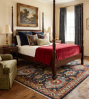 Hand Knotted Traditional Oushak Wool Area Rug with Blue Rust and Gold Design Colors by The Rug Decor