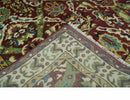 Traditional Large Design Maroon and Green Hand Knotted 8x10 wool area rug