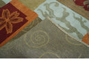 Traditional Leaf Hand woven Olive, Green and Aqua Indoor wool Area Rug