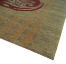 Traditional Leaf Hand woven Olive, Green and Aqua Indoor wool Area Rug