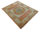 Traditional Mamluk Design Orange Hand knotted 8x10 Wool Rug