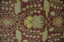 Traditional Maroon, Green and Beige Antique Donegal Design Hand knotted Area Rug