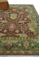 Traditional Maroon, Green and Beige Antique Donegal Design Hand knotted Area Rug