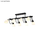 GobekUsa Traditional Milky Glass Pendant Light Fixture - 6/8/10 Lights - Black Hanging Lamp Kit